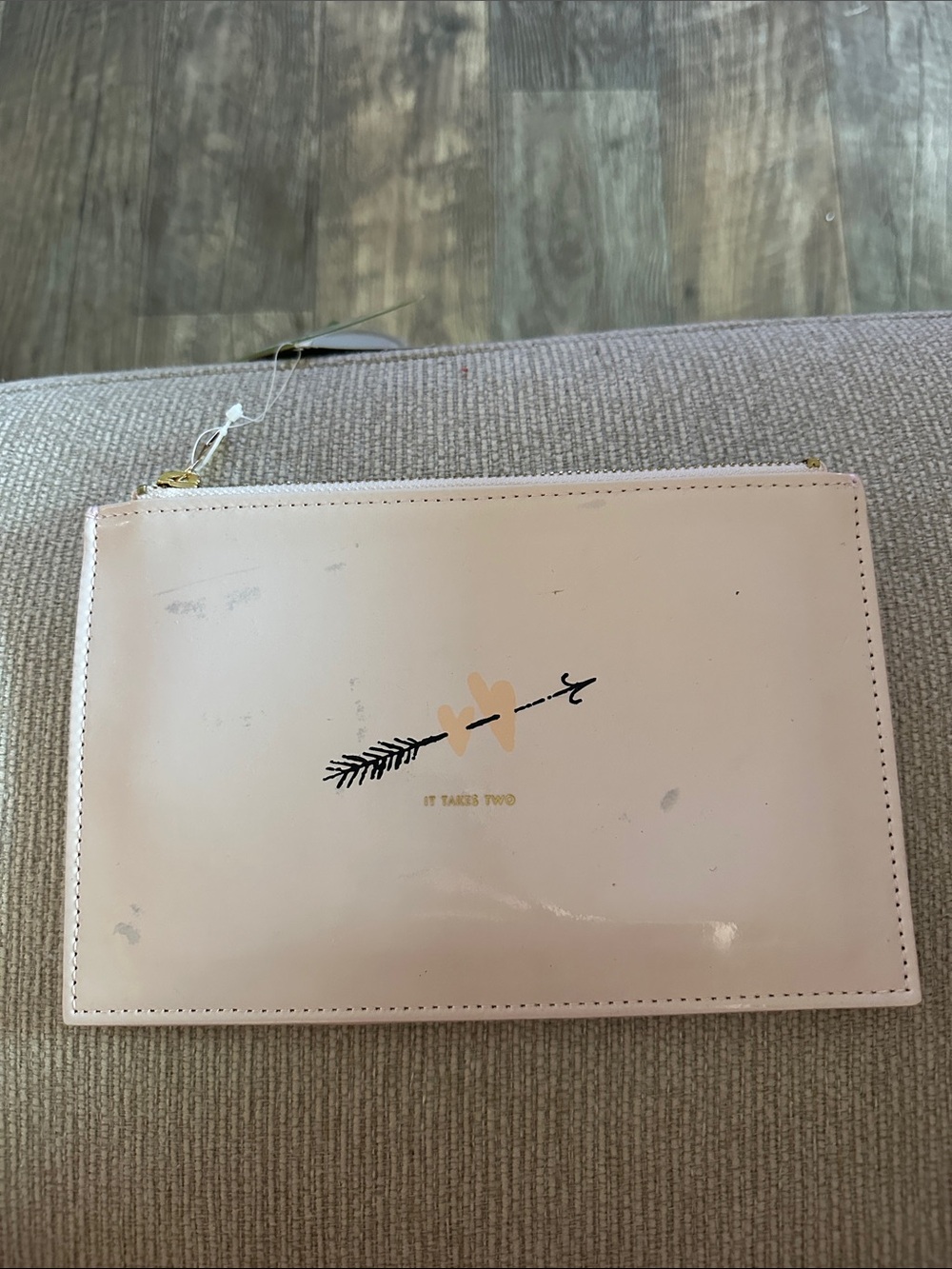 kate spade Blush Patent Zip Pouch with Gold Logo